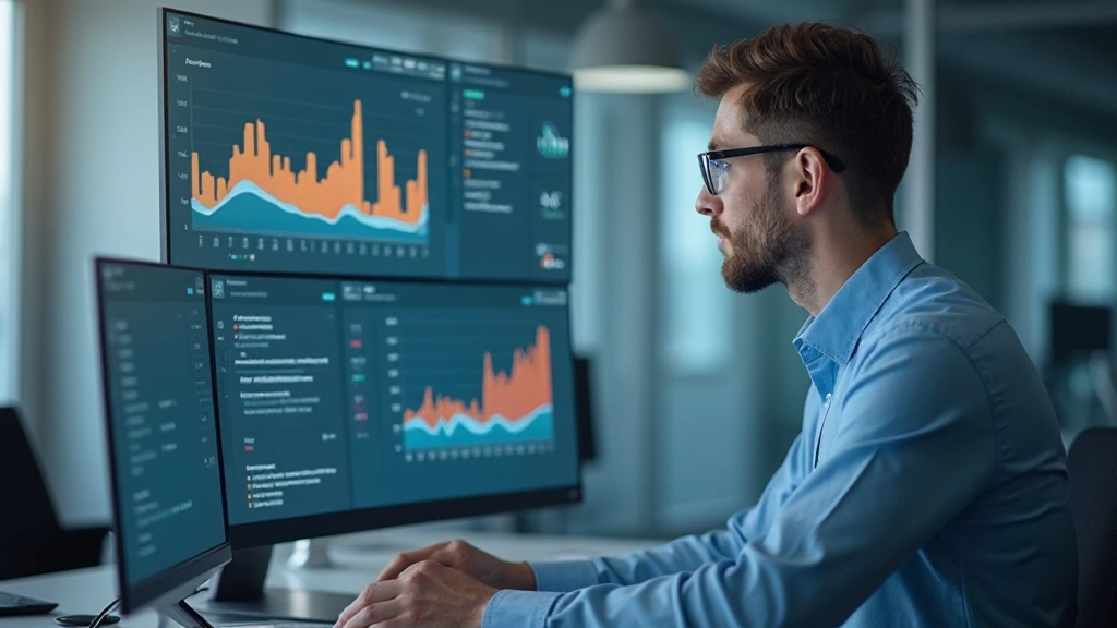 Dashboard showing real-time business metrics with performance indicators and trend analysis charts