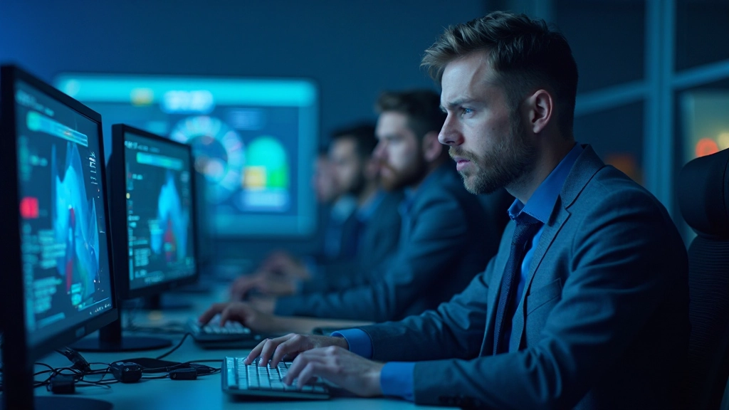 Incident response team conducting live security drill and coordinating response protocols in operations center