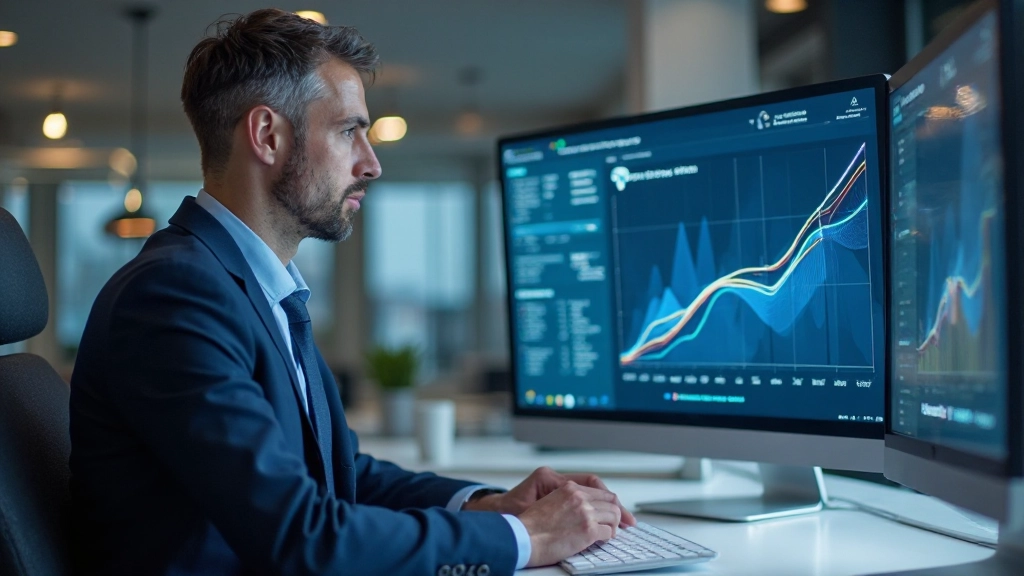 Data analyst reviewing analytics dashboard and business intelligence insights for strategic decision-making