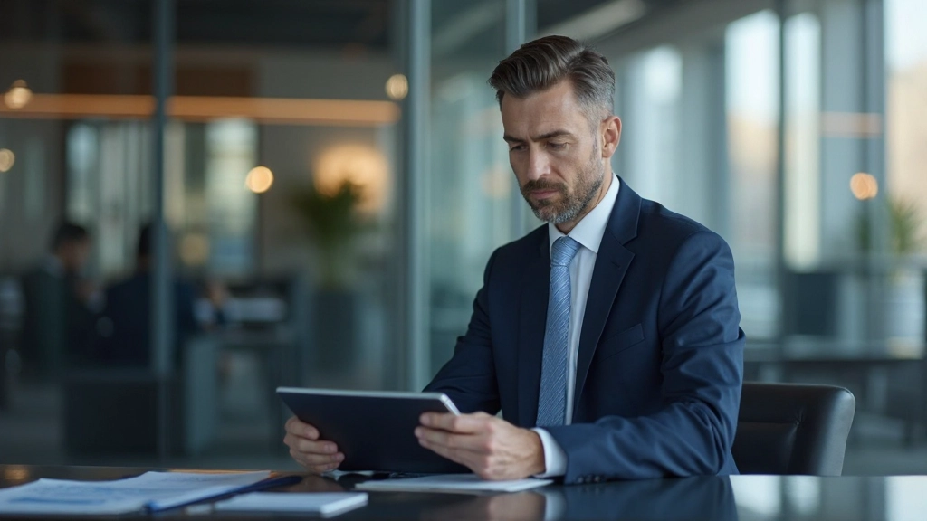 Business executives reviewing strategic technology roadmap with growth metrics and alignment charts