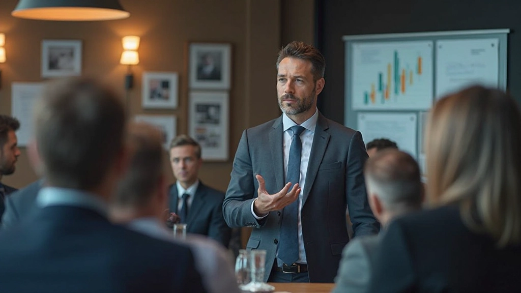 Digital consultant presenting cloud infrastructure solutions to executive leadership team